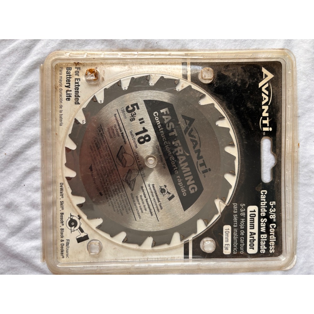 Avanti 5-3/8 in 18 Tooth Fast Framing Carbide Circular Saw Blade 10mm Arbor